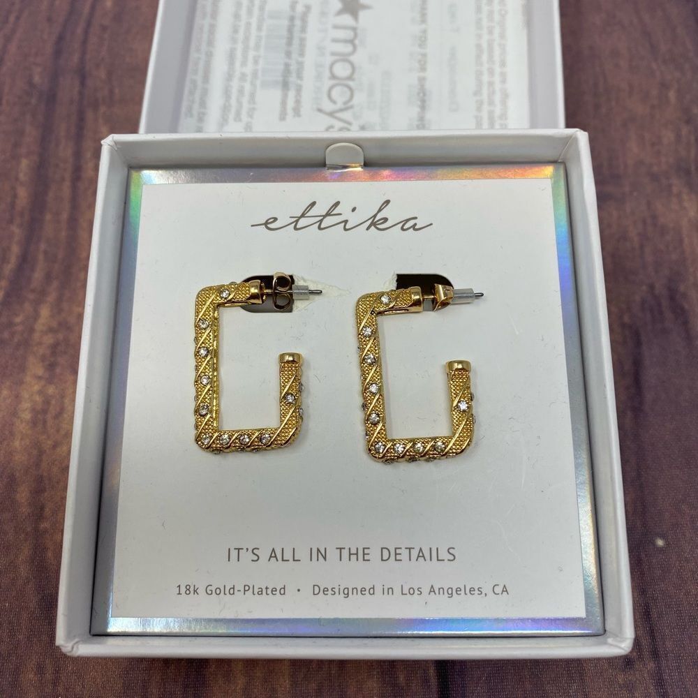 ETTIKA CUBIC ZIRCONIA GOLD SQUARE EARRINGS TC31